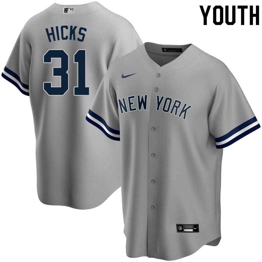 2020 Nike Youth #31 Aaron Hicks New York Yankees Baseball Jerseys Sale-Gray
